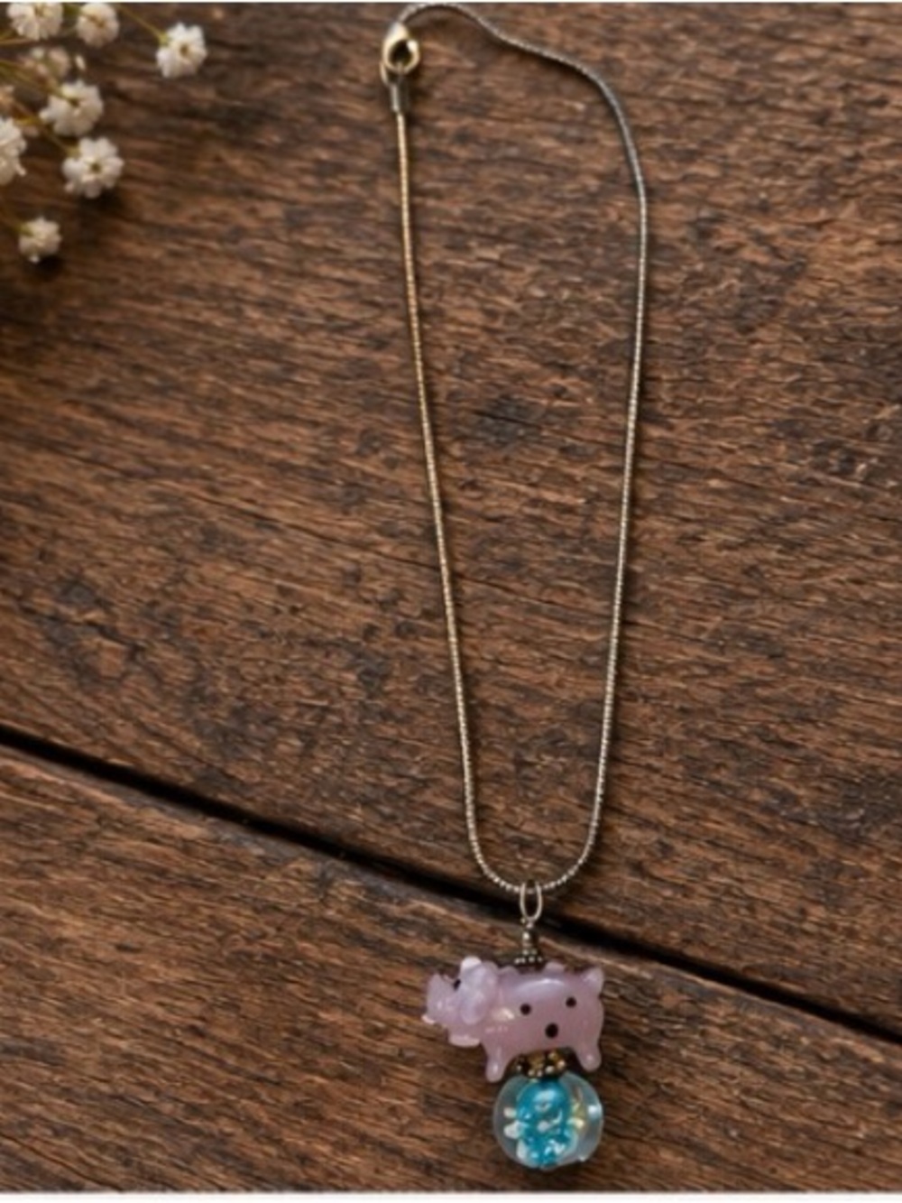 Charming Pink Elephant Pendant Necklace